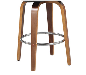 English Elm 1pc Mid-century Modern Swivel Counterstool Faux Leather Cushion Curved Wood Back Kitchen B011P479663