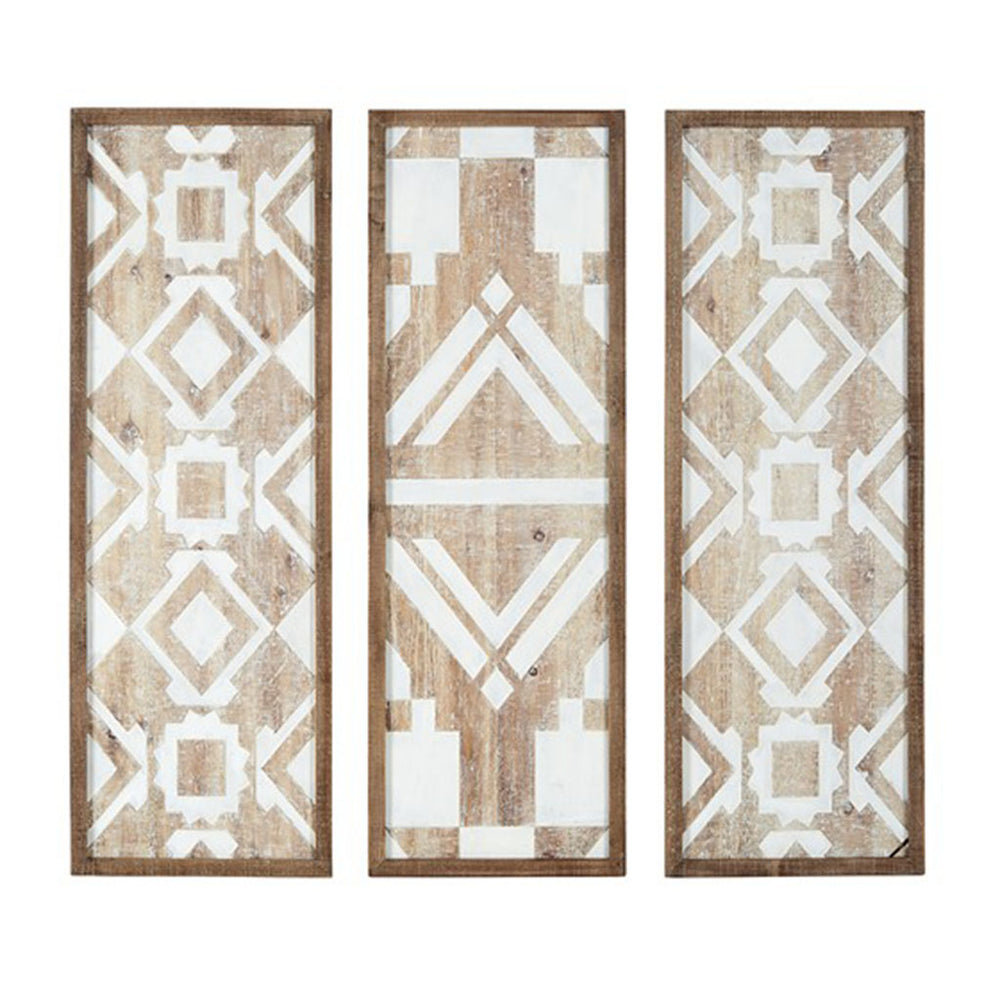 JLA Home Madison Park - Two-tone Carved Geometric 3-Piece Wood Wall Art Set — Two-Tone Mandala Panels, Lightweight Stylish Decor MP167-0098