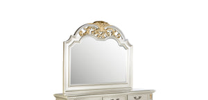 English Elm Lyon Grand Beveled Mirror 48"H x 54"W with Hand-Applied Wood Finish and Gold Crown Accents Champagne 51 L x 4 W x 57 H B078P301590