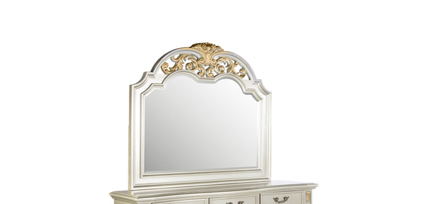 English Elm Lyon Grand Beveled Mirror 48"H x 54"W with Hand-Applied Wood Finish and Gold Crown Accents Champagne 51 L x 4 W x 57 H B078P301590