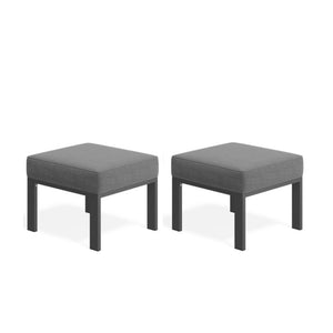 English Elm Set of 2 Outdoor Square Iron Ottomans with Thick Olefin Cushions for Patio Lounge Gray+Gray B082P455119