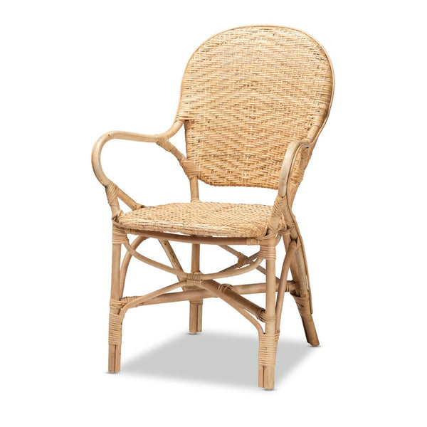 English Elm Modern Woven Rattan Dining Chair with Sculptural Back for Bohemian Coastal Spaces B2750P470035