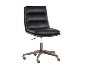 Sunpan Stinson Office Chair - Luxurious Comfort With Antique Brass Base And Easy Mobility For Your Workspace Black Faux Leather 111971