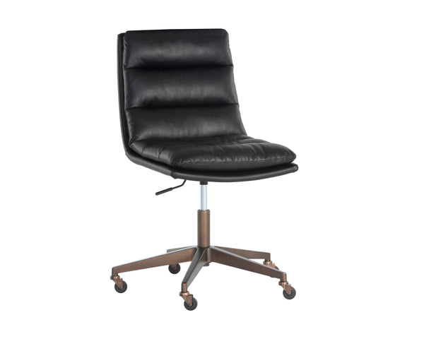 Sunpan Stinson Office Chair - Luxurious Comfort With Antique Brass Base And Easy Mobility For Your Workspace Black Faux Leather 111971