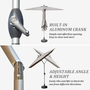 English Elm Rectangle Patio Umbrella With Crank Lift And Tilt Function, Uv-Protective Grey For Ultimate Shade W1859P320959-GIGA