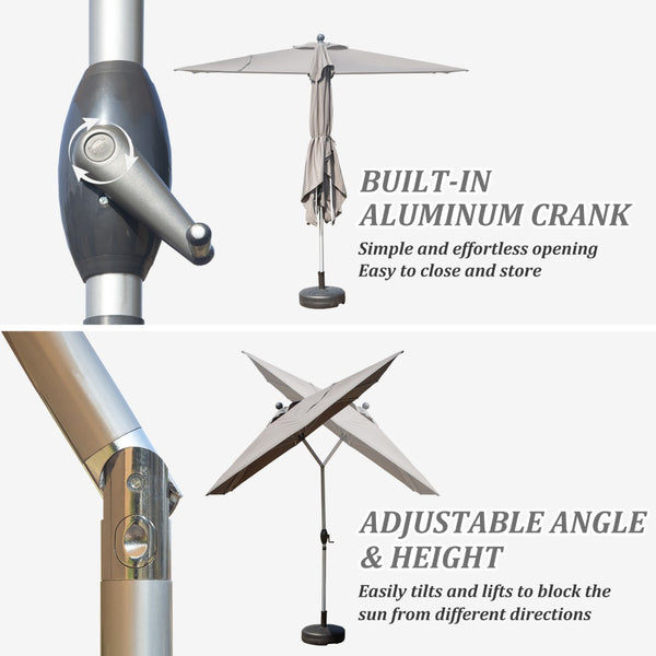 English Elm Rectangle Patio Umbrella With Crank Lift And Tilt Function, Uv-Protective Grey For Ultimate Shade W1859P320959-GIGA
