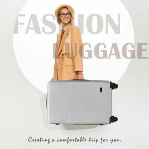 English Elm Luggage 5 Piece Hardside Abs Set with Front Access Carry on and Tsa Spinner Wheels Silver N732P391579D