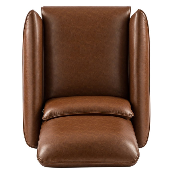 English Elm Christopher Knight Home® - PU Push recliner chair Cognac PU Upholstered Small Recliner with Rubber Wood Legs, Compact Comfort Retreat N771P210116W