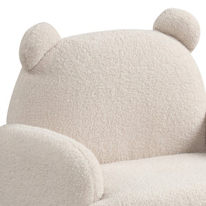 English Elm Rosella Bear Shaped Sherpa Kids Armchair with Sculpted Ears for Playroom Comfort Beige B2749P413207