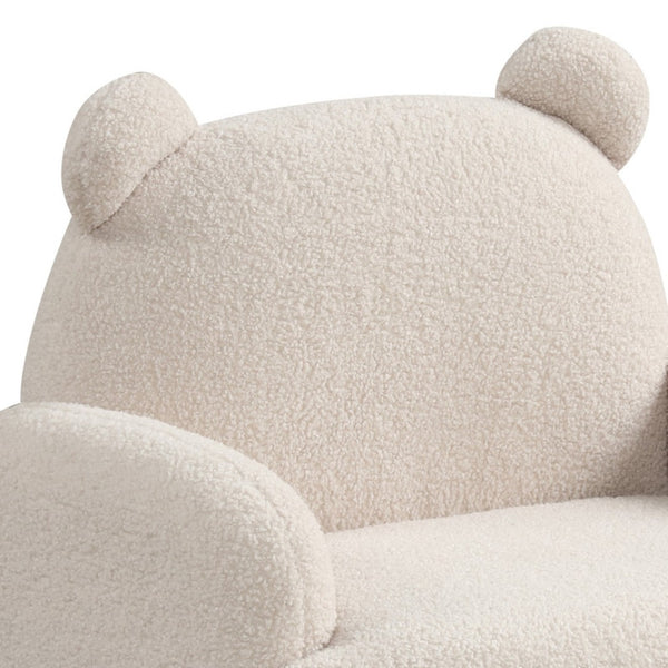 English Elm Rosella Bear Shaped Sherpa Kids Armchair with Sculpted Ears for Playroom Comfort Beige B2749P413207