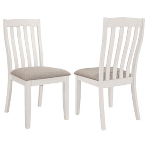 English Elm Doches Off White Wood Dining Side Chairs Set of 2 with Upholstered Seats Slatted Back Comfortable Style B062P378346
