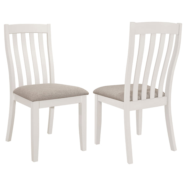 English Elm Doches Off White Wood Dining Side Chairs Set of 2 with Upholstered Seats Slatted Back Comfortable Style B062P378346