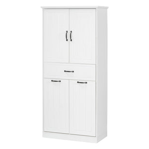 English Elm Christopher Knight Home® - Bathroom Storage Cabinet with Doors Drawer & Dual Laundry Baskets, MDF Build, Adjustable Shelf, Anti-Tip Device White N759P243350K