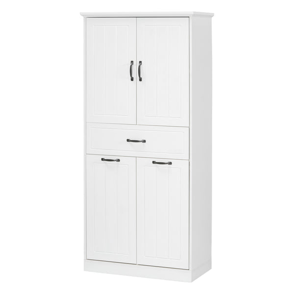 English Elm Christopher Knight Home® - Bathroom Storage Cabinet with Doors Drawer & Dual Laundry Baskets, MDF Build, Adjustable Shelf, Anti-Tip Device White N759P243350K