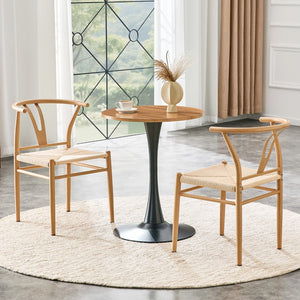 English Elm Wesborn Artisan Rope Woven Iron Dining Chair Set Medieval Y Back Industrial Style Natural Wood W2920P430783