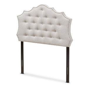 Baxton Studio Baxton Studio Aurora Upholstered Twin Headboard - Elegant Greyish Beige with Button Tufting & Glamour BBT6693-Greyish Beige-Twin HB-H1217-14