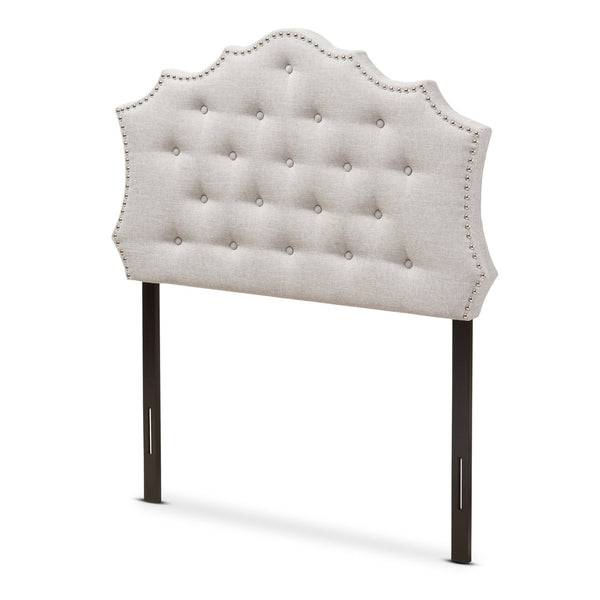 Baxton Studio Baxton Studio Aurora Upholstered Twin Headboard - Elegant Greyish Beige with Button Tufting & Glamour BBT6693-Greyish Beige-Twin HB-H1217-14