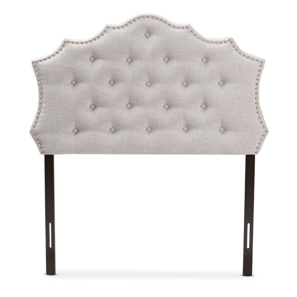 Baxton Studio Baxton Studio Aurora Upholstered Twin Headboard - Elegant Greyish Beige with Button Tufting & Glamour BBT6693-Greyish Beige-Twin HB-H1217-14