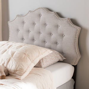 Baxton Studio Baxton Studio Aurora Upholstered Twin Headboard - Elegant Greyish Beige with Button Tufting & Glamour BBT6693-Greyish Beige-Twin HB-H1217-14