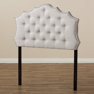 Baxton Studio Baxton Studio Aurora Upholstered Twin Headboard - Elegant Greyish Beige with Button Tufting & Glamour BBT6693-Greyish Beige-Twin HB-H1217-14