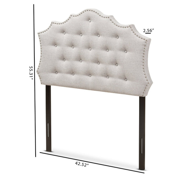 Baxton Studio Baxton Studio Aurora Upholstered Twin Headboard - Elegant Greyish Beige with Button Tufting & Glamour BBT6693-Greyish Beige-Twin HB-H1217-14