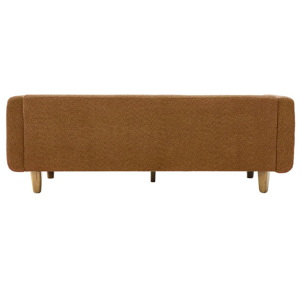 English Elm Modern Boucle Three Seat Sofa with Rubberwood Legs Pocket Spring Support Living Room Orange N763P403678G