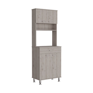 English Elm Della Compact 60" Kitchen Pantry with Countertop, Open & Closed Storage, Drawer & Stable Legs Gray 38.6 L x 18.5 W x 9.4 H B20091841