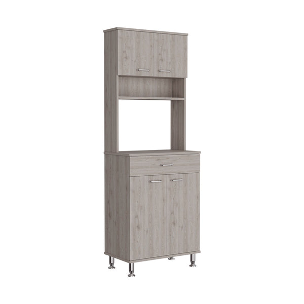 English Elm Della Compact 60" Kitchen Pantry with Countertop, Open & Closed Storage, Drawer & Stable Legs Gray 38.6 L x 18.5 W x 9.4 H B20091841