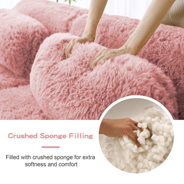 English Elm 149'' Plush Modular Cloud Sofa Boneless Ergonomic Design for Home Theater Lounge Pink W714S01562