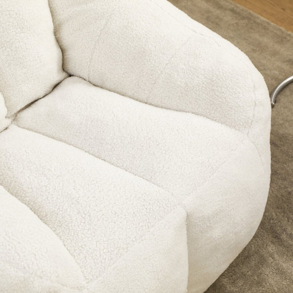 English Elm Bean Bag Chair Oversized Faux Fur Memory Foam Lounge Seat for Dorm or Living Room White W2200P243723