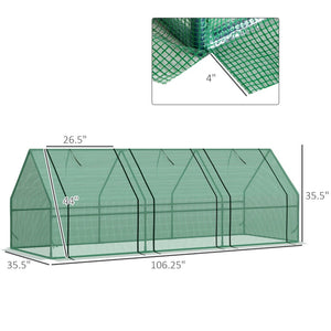 English Elm Outsunny Walk-in Tunnel Greenhouse Outdoor Steel Frame Uv Pe Cover Garden Shelter W2225P200369