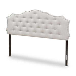 Baxton Studio Baxton Studio Aurora Queen Size Headboard - Luxurious Greyish Beige Upholstered Design with Nailhead Trim BBT6693-Greyish Beige-Queen HB-H1217-14