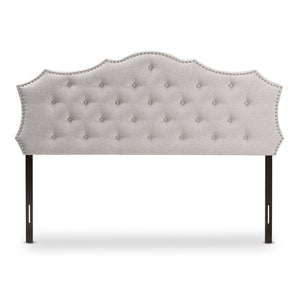 Baxton Studio Baxton Studio Aurora Queen Size Headboard - Luxurious Greyish Beige Upholstered Design with Nailhead Trim BBT6693-Greyish Beige-Queen HB-H1217-14