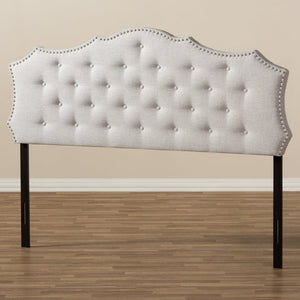 Baxton Studio Baxton Studio Aurora Queen Size Headboard - Luxurious Greyish Beige Upholstered Design with Nailhead Trim BBT6693-Greyish Beige-Queen HB-H1217-14