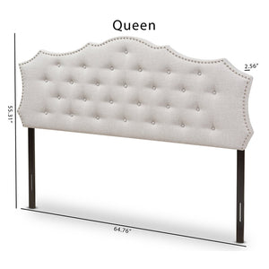 Baxton Studio Baxton Studio Aurora Queen Size Headboard - Luxurious Greyish Beige Upholstered Design with Nailhead Trim BBT6693-Greyish Beige-Queen HB-H1217-14