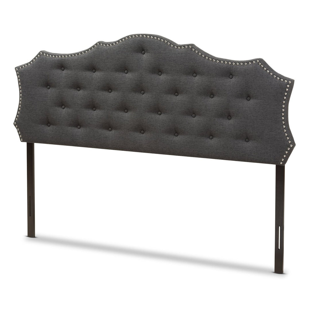 Baxton Studio Baxton Studio Aurora King Size Headboard - Elegant Dark Grey Fabric with Nailhead Trim & Tufting BBT6693-Dark Grey-King HB-H1217-20