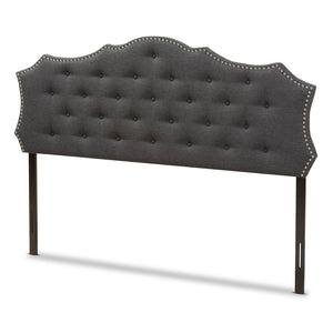 Baxton Studio Baxton Studio Aurora King Size Headboard - Elegant Dark Grey Fabric with Nailhead Trim & Tufting BBT6693-Dark Grey-King HB-H1217-20