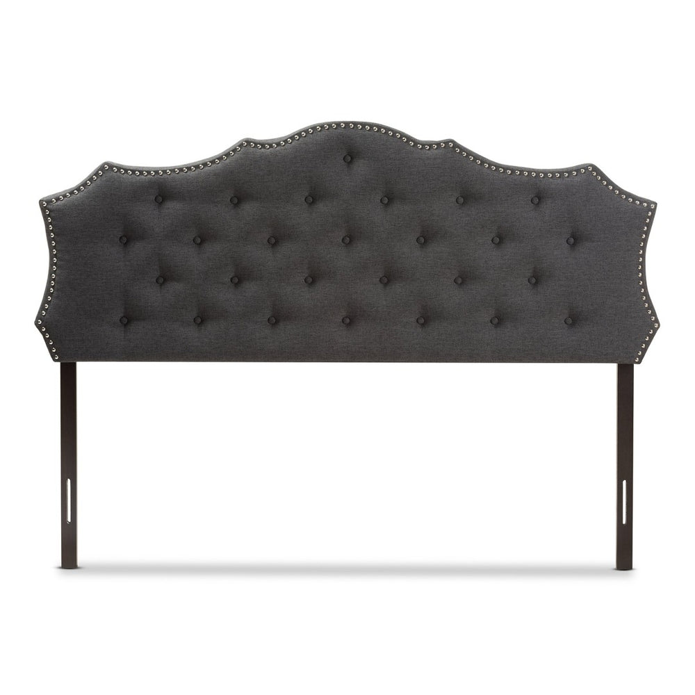 Baxton Studio Baxton Studio Aurora King Size Headboard - Elegant Dark Grey Fabric with Nailhead Trim & Tufting BBT6693-Dark Grey-King HB-H1217-20