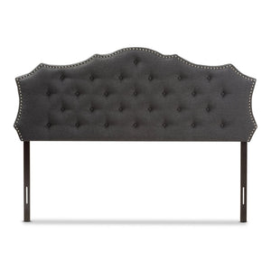 Baxton Studio Baxton Studio Aurora King Size Headboard - Elegant Dark Grey Fabric with Nailhead Trim & Tufting BBT6693-Dark Grey-King HB-H1217-20
