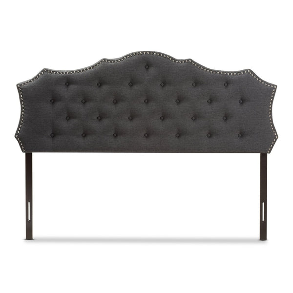 Baxton Studio Baxton Studio Aurora King Size Headboard - Elegant Dark Grey Fabric with Nailhead Trim & Tufting BBT6693-Dark Grey-King HB-H1217-20