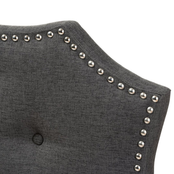 Baxton Studio Baxton Studio Aurora King Size Headboard - Elegant Dark Grey Fabric with Nailhead Trim & Tufting BBT6693-Dark Grey-King HB-H1217-20