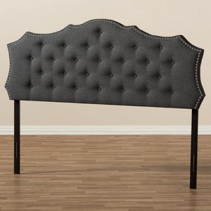 Baxton Studio Baxton Studio Aurora King Size Headboard - Elegant Dark Grey Fabric with Nailhead Trim & Tufting BBT6693-Dark Grey-King HB-H1217-20
