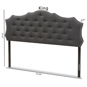 Baxton Studio Baxton Studio Aurora King Size Headboard - Elegant Dark Grey Fabric with Nailhead Trim & Tufting BBT6693-Dark Grey-King HB-H1217-20