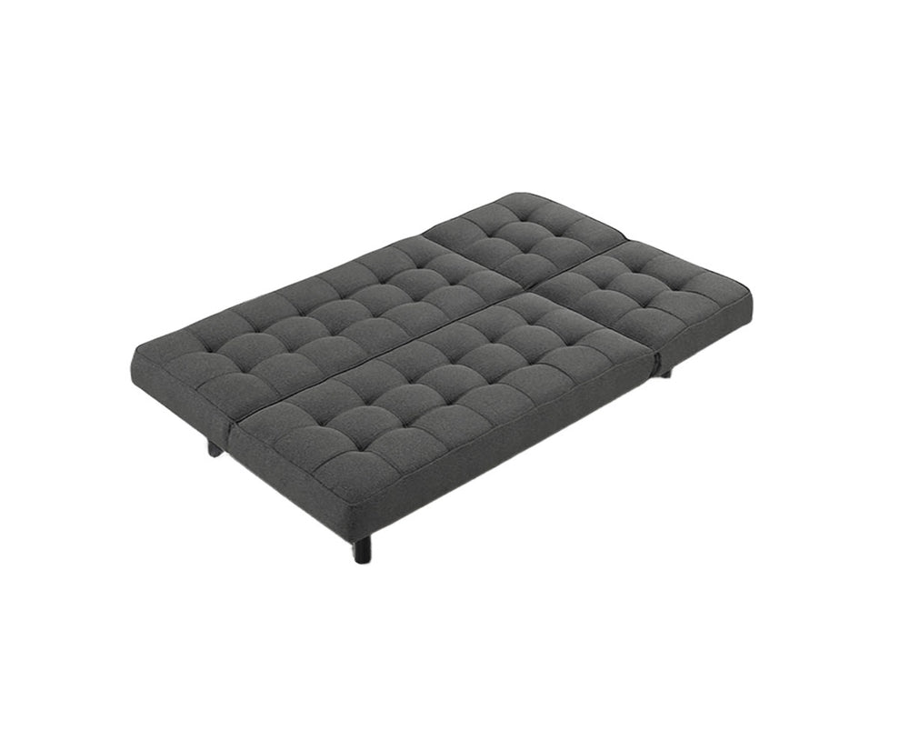 English Elm Dark Gray Futon Sofa With Biscuit Tufting – Adjustable Headrest, Converts To Chaise Or Bed Comfortably B2741P314816