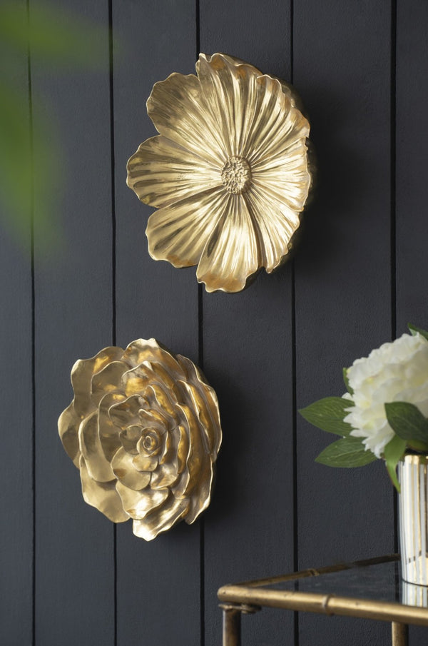 English Elm S/2 Gold Rose Wall Accents - Elegant Floral Decor Set For Timeless Home Elegance & Style Upgrade W2078P223125-GIGA