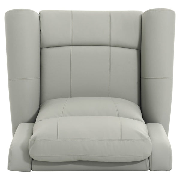 English Elm Manual Swivel Rocker Recliner Pu Leather Chair with Massage Heating and Pocket Spring Support Grey N763P363558E