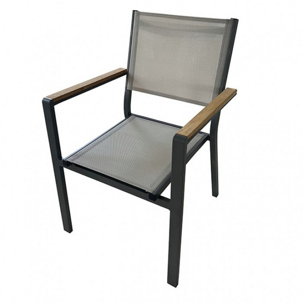 English Elm Ankia Outdoor Armchair with Teak Wood Accents and Powder Coated Aluminum Frame B056P416839
