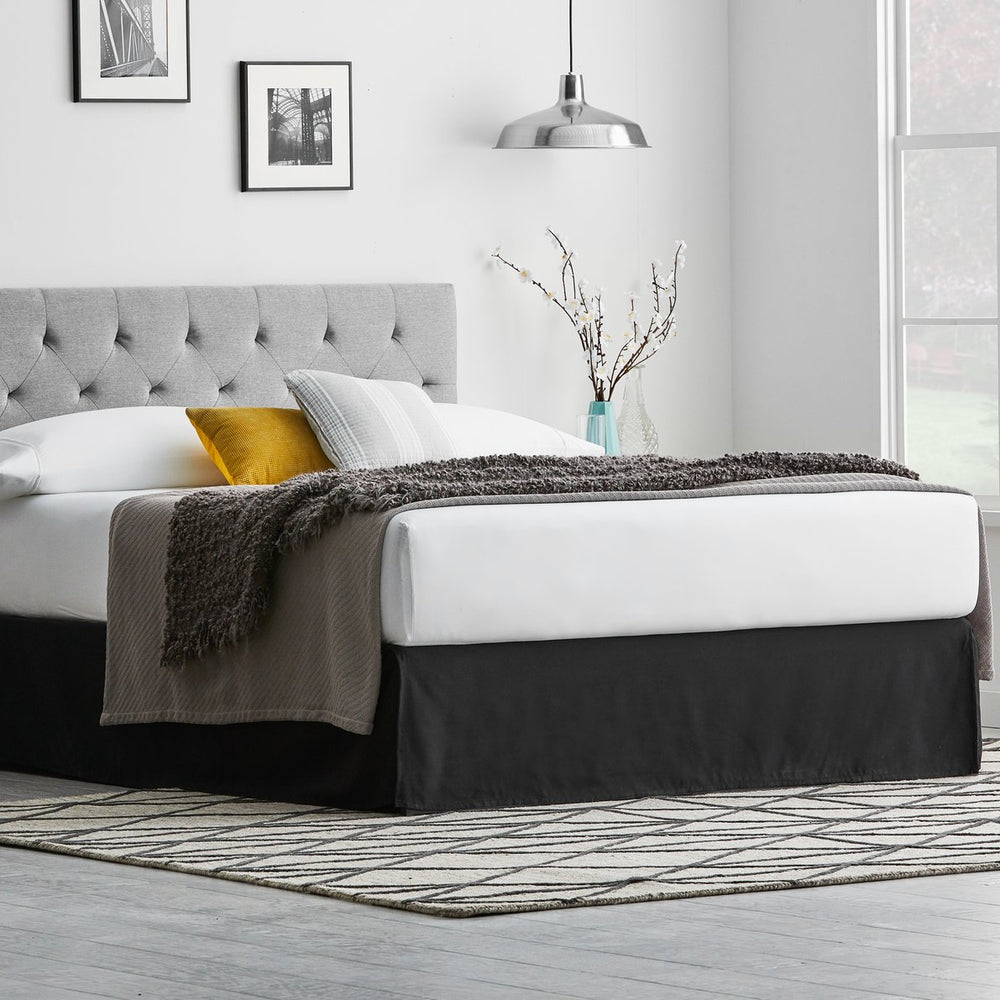 English Elm Weekender 14" Microfiber Bed Skirt King - Black, Wrinkle & Fade Resistant, Secure No-Show Fit B350P394968