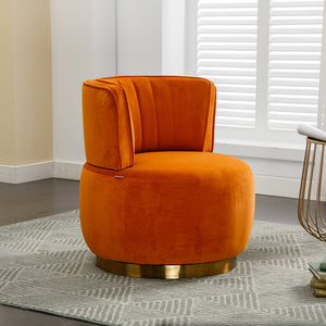 English Elm 360 Swivel Barrel Chair Plush Velvet Accent Sofa with High-Density Foam, Sturdy Frame, 300lb Capacity for Living Room Orange W395102774