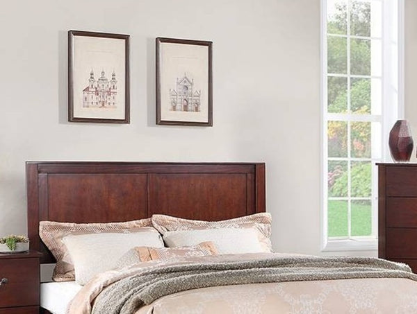 English Elm Rustic Cherry Wood Eastern King Bed Two Panel Headboard with Hidden Storage Drawer B011S02092